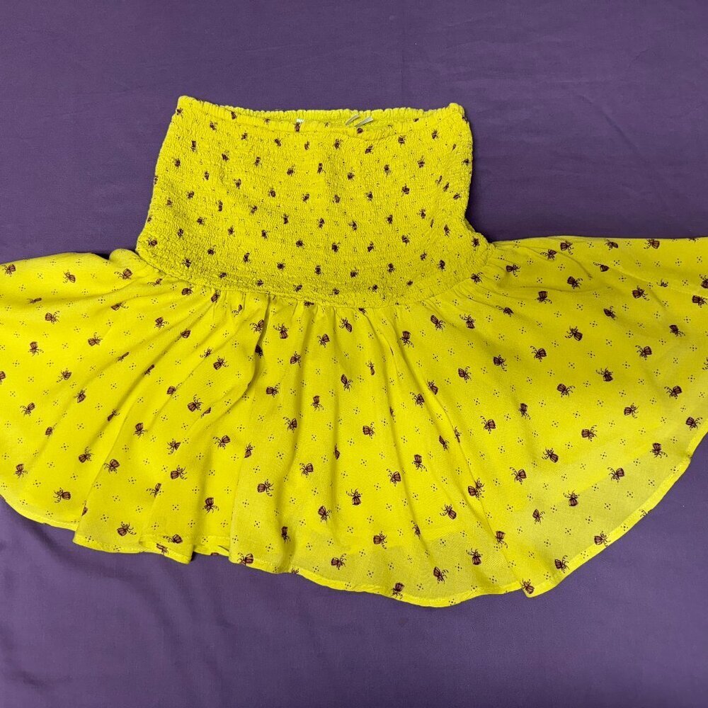Kimchi Blue Mini Skirt Baby Doll Waist Elastic Sz XS NEON GREEN